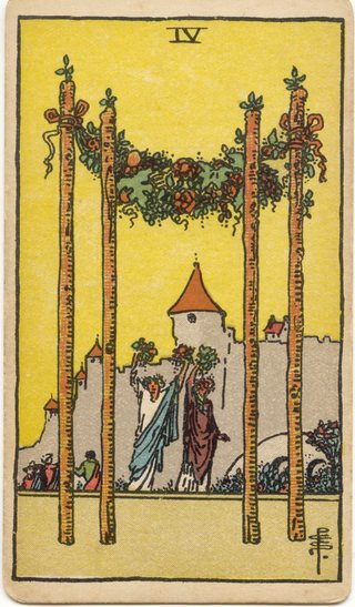 Four of Wands, Rider–Waite–Smith tarot, 1909