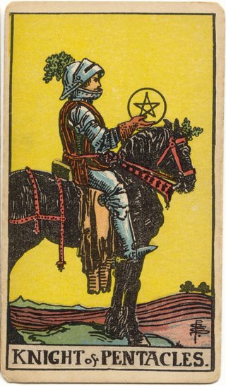 Knight of Pentacles, Rider–Waite–Smith tarot, 1909