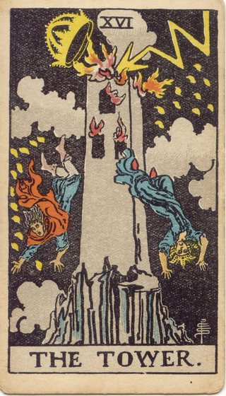 The Tower, Rider–Waite–Smith tarot, 1909