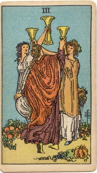 Three of Cups, Rider–Waite–Smith tarot, 1909