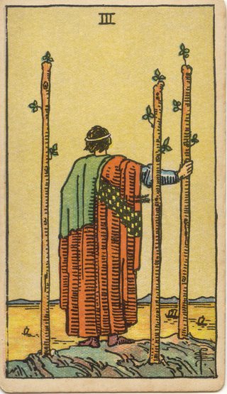 Three of Wands, Rider–Waite–Smith tarot, 1909
