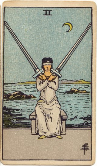 Two of Swords, Rider–Waite–Smith tarot, 1909